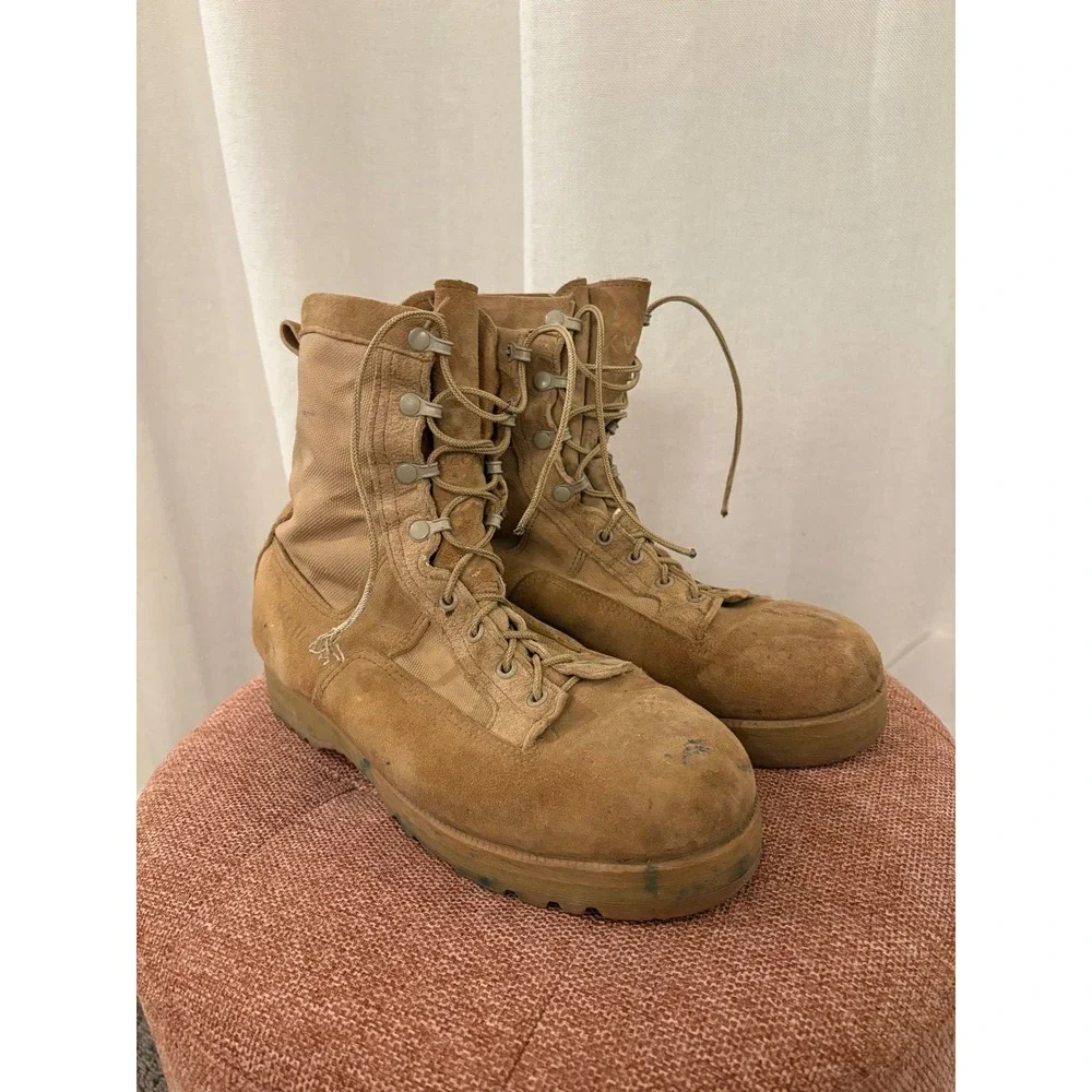 Wellco Mens Coyote Tan Desert Combat Boots Military Tactical Suede Nylon 13 R